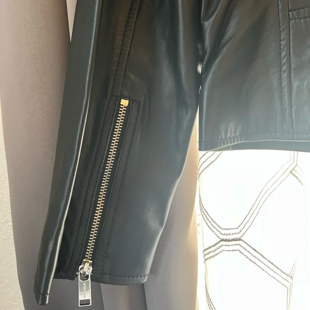 Michael Kors Moto Leather Jacket - Picture 7 of 10